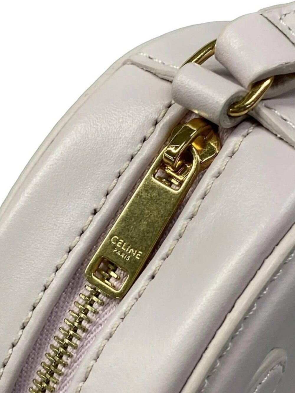 CELINE Crossbody Oval Purse Cuir Triomphe Light Pink Smooth Calfskin - Picture 11 of 15